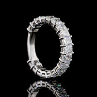 Platinum 3/4 Eternity Band with 19 Prong-Set Radiant Cut Lab Diamonds - 3.00 Carat Total Weight, E-F Color, VS Clarity - Covaloro Fine Jewelry
