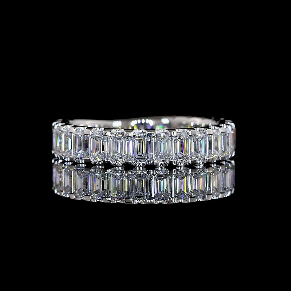 Platinum 3/4 Eternity Band with 21 Emerald Cut Lab Diamonds (E-F VS Clarity) - 2.12 Carat Total Diamond Weight - Covaloro Fine Jewelry