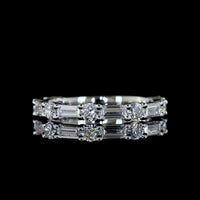 Platinum 3/4 Eternity Band with Alternating Baguette and Brilliant Round Lab Diamonds - 1.14 Carat Total Weight, E-F Color, VS Clarity - Covaloro Fine Jewelry