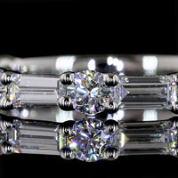 Platinum 3/4 Eternity Band with Alternating Baguette and Brilliant Round Lab Diamonds - 1.14 Carat Total Weight, E-F Color, VS Clarity - Covaloro Fine Jewelry