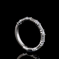 Platinum 3/4 Eternity Band with Alternating Baguette and Brilliant Round Lab Diamonds - 1.14 Carat Total Weight, E-F Color, VS Clarity - Covaloro Fine Jewelry