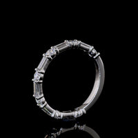 Platinum 3/4 Eternity Band with Alternating Baguette and Brilliant Round Lab Diamonds - 1.14 Carat Total Weight, E-F Color, VS Clarity - Covaloro Fine Jewelry