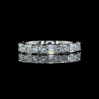 Platinum 3/4 Eternity Band with Alternating Emerald and Oval Cut Lab-Grown Diamonds - East West U-Prong Setting - 1.38 Carats Total Diamond Weight - Covaloro Fine Jewelry