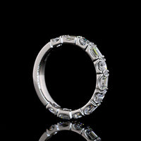 Platinum 3/4 Eternity Band with Alternating Emerald and Oval Cut Lab-Grown Diamonds - East West U-Prong Setting - 1.38 Carats Total Diamond Weight - Covaloro Fine Jewelry