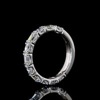 Platinum 3/4 Eternity Band with Alternating Emerald and Oval Cut Lab-Grown Diamonds - East West U-Prong Setting - 1.38 Carats Total Diamond Weight - Covaloro Fine Jewelry