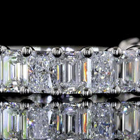 Platinum 3/4 Eternity Band with Alternating Radiant and Emerald Cut Lab Diamonds - 1.87 Carat Total Weight, E-F VS Clarity - Covaloro Fine Jewelry