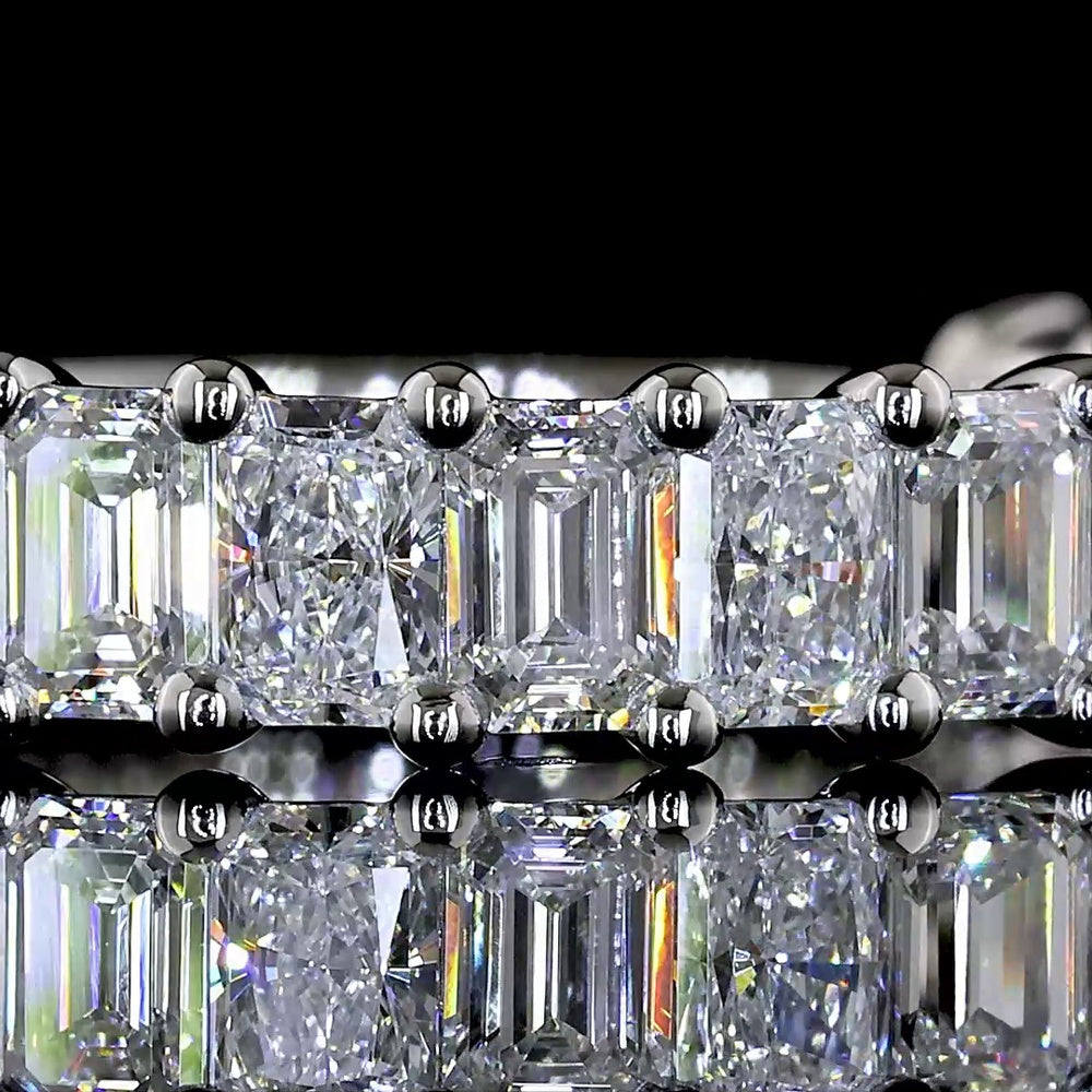 Platinum 3/4 Eternity Band with Alternating Radiant and Emerald Cut Lab Diamonds - 1.87 Carat Total Weight, E-F VS Clarity - Covaloro Fine Jewelry