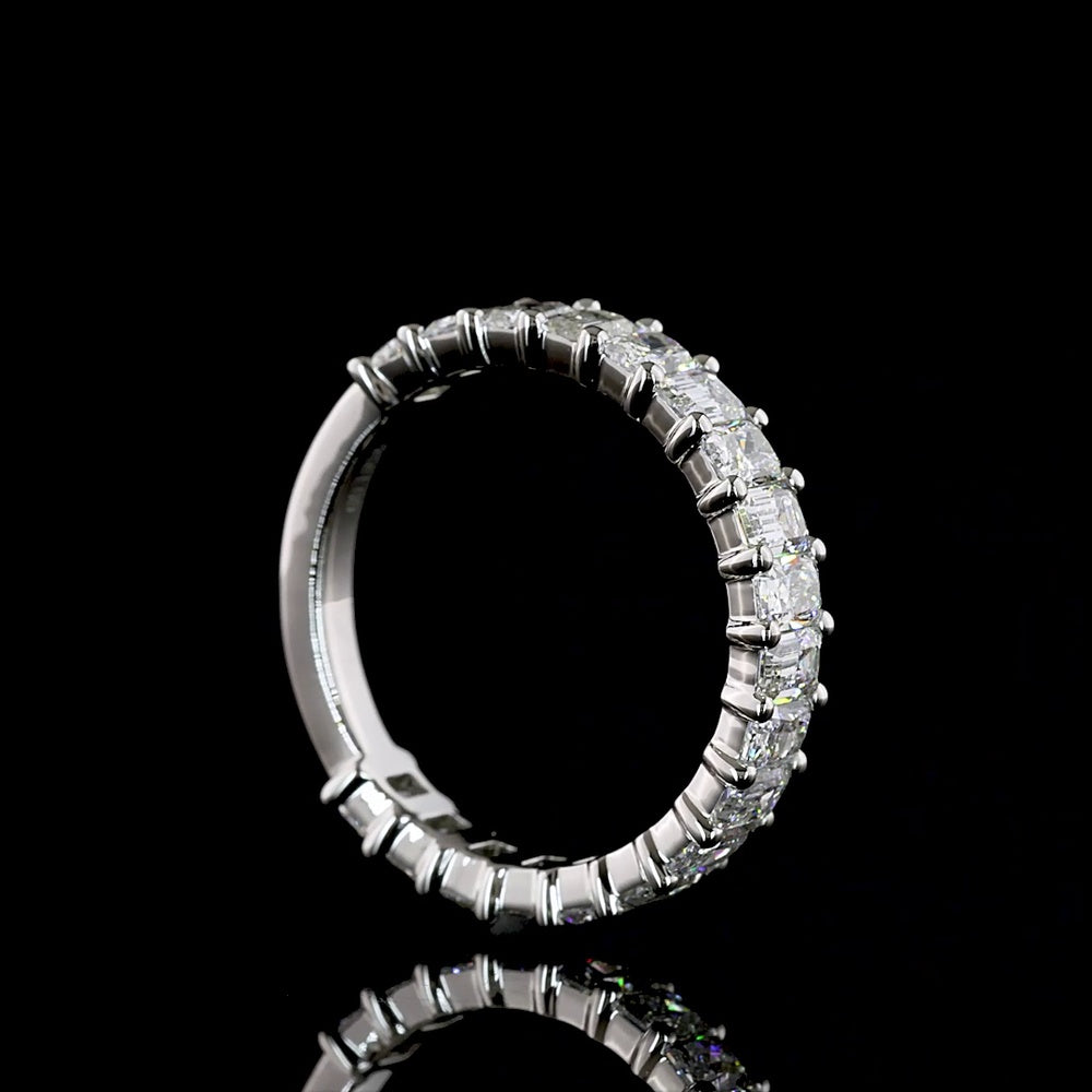 Platinum 3/4 Eternity Band with Alternating Radiant and Emerald Cut Lab Diamonds - 1.87 Carat Total Weight, E-F VS Clarity - Covaloro Fine Jewelry