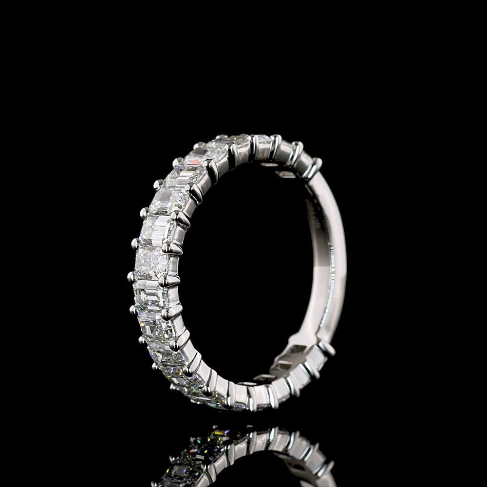 Platinum 3/4 Eternity Band with Alternating Radiant and Emerald Cut Lab Diamonds - 1.87 Carat Total Weight, E-F VS Clarity - Covaloro Fine Jewelry