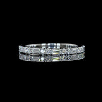 Platinum 3/4 Eternity Band with East-West Baguette and Round Lab Diamonds - 0.57 Carats Total Diamond Weight - Covaloro Fine Jewelry