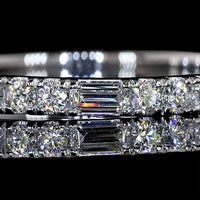 Platinum 3/4 Eternity Band with East-West Baguette and Round Lab Diamonds - 0.57 Carats Total Diamond Weight - Covaloro Fine Jewelry