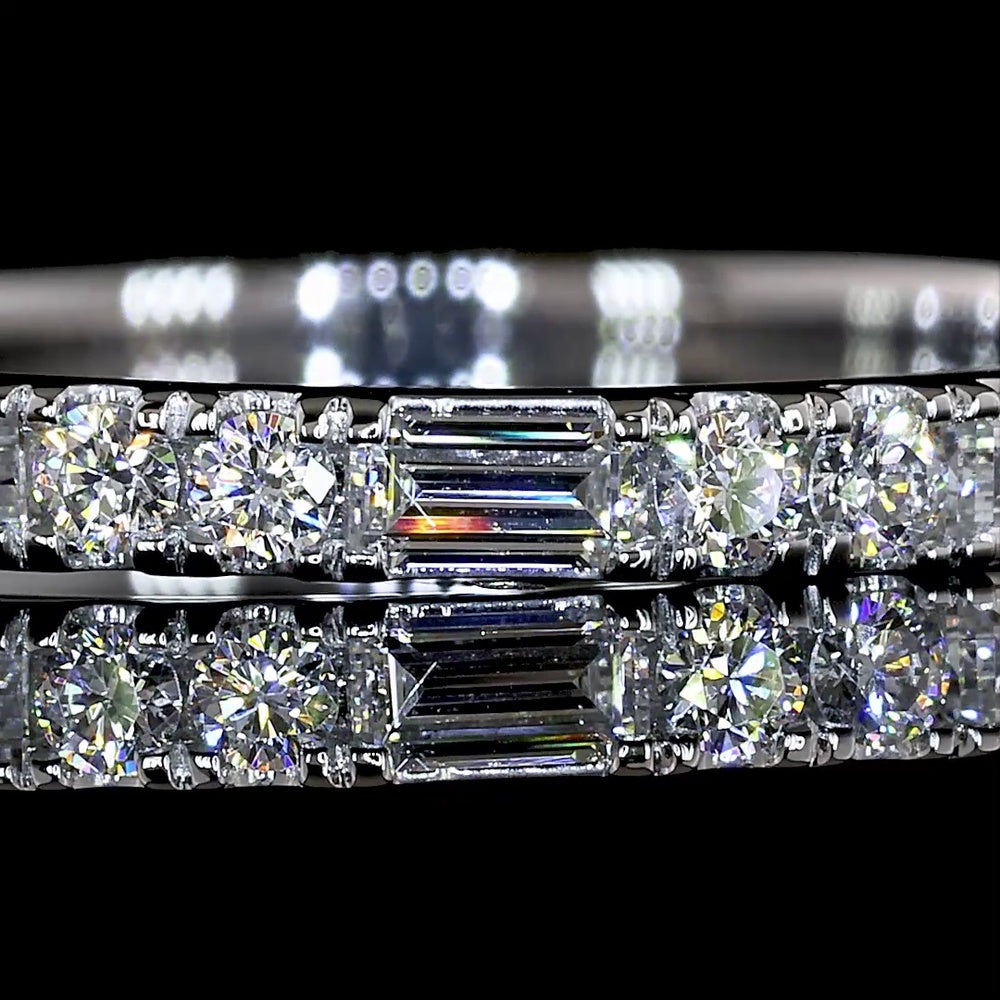 Platinum 3/4 Eternity Band with East-West Baguette and Round Lab Diamonds - 0.57 Carats Total Diamond Weight - Covaloro Fine Jewelry