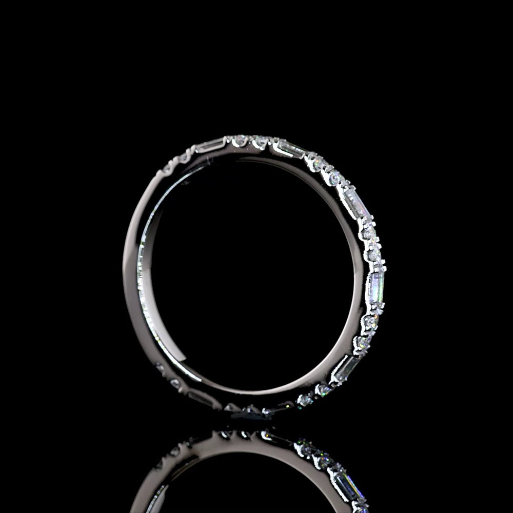 Platinum 3/4 Eternity Band with East-West Baguette and Round Lab Diamonds - 0.57 Carats Total Diamond Weight - Covaloro Fine Jewelry