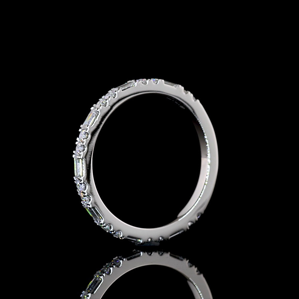 Platinum 3/4 Eternity Band with East-West Baguette and Round Lab Diamonds - 0.57 Carats Total Diamond Weight - Covaloro Fine Jewelry