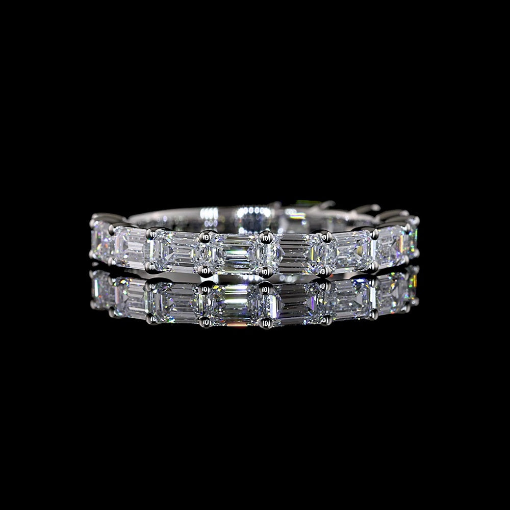 Platinum 3/4 Eternity Band with East-West Emerald Cut Lab Diamonds - 1.31 Carat Total Weight, E-F Color, VS Clarity - Covaloro Fine Jewelry