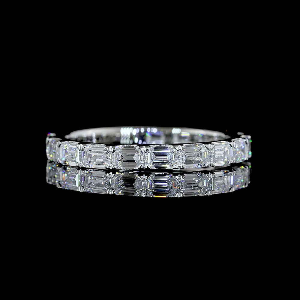 Platinum 3/4 Eternity Band with East West Emerald Cut Lab Grown Diamonds - 1.43 Carats Total Diamond Weight, D Color VS1 Clarity - Covaloro Fine Jewelry