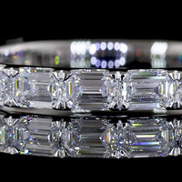 Platinum 3/4 Eternity Band with East West Emerald Cut Lab Grown Diamonds - 1.43 Carats Total Diamond Weight, D Color VS1 Clarity - Covaloro Fine Jewelry