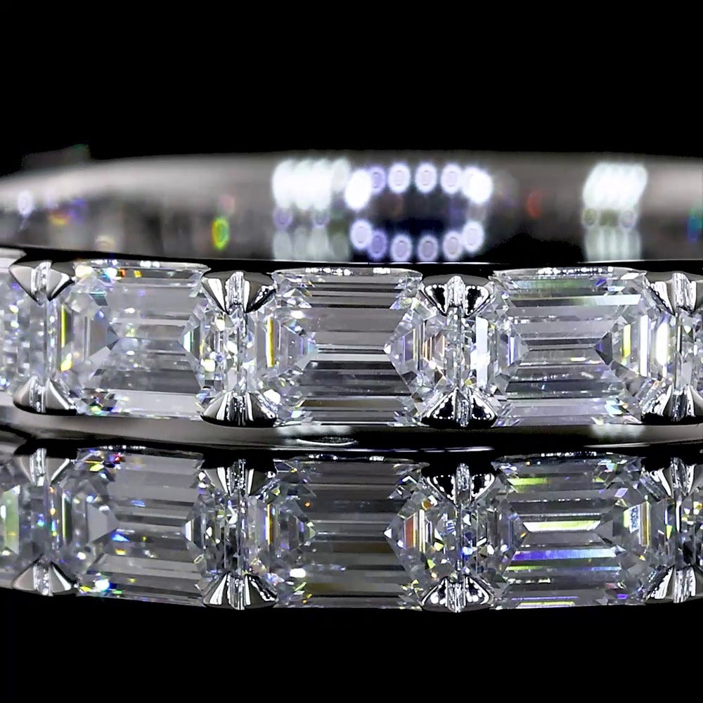 Platinum 3/4 Eternity Band with East West Emerald Cut Lab Grown Diamonds - 1.43 Carats Total Diamond Weight, D Color VS1 Clarity - Covaloro Fine Jewelry