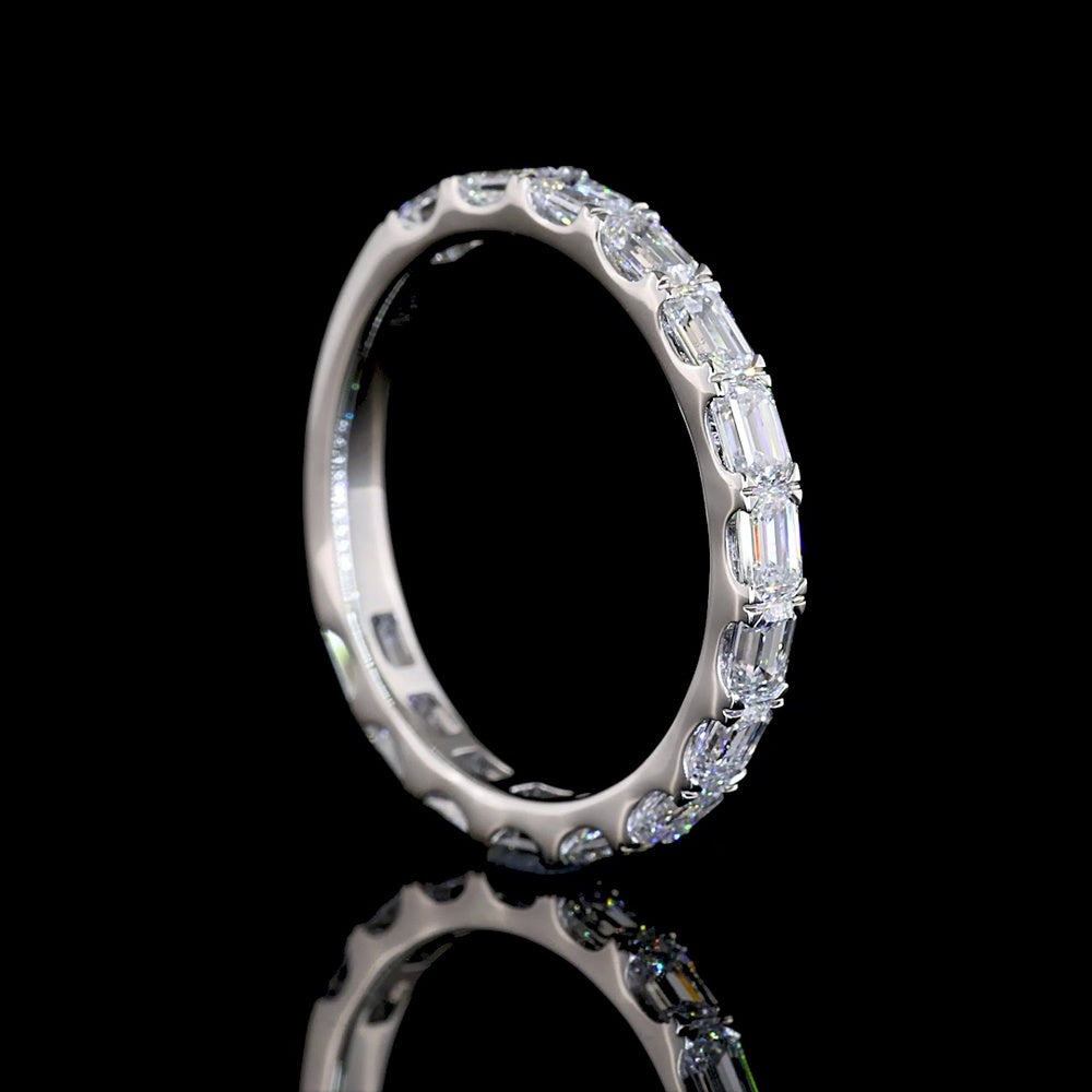 Platinum 3/4 Eternity Band with East West Emerald Cut Lab Grown Diamonds - 1.43 Carats Total Diamond Weight, D Color VS1 Clarity - Covaloro Fine Jewelry