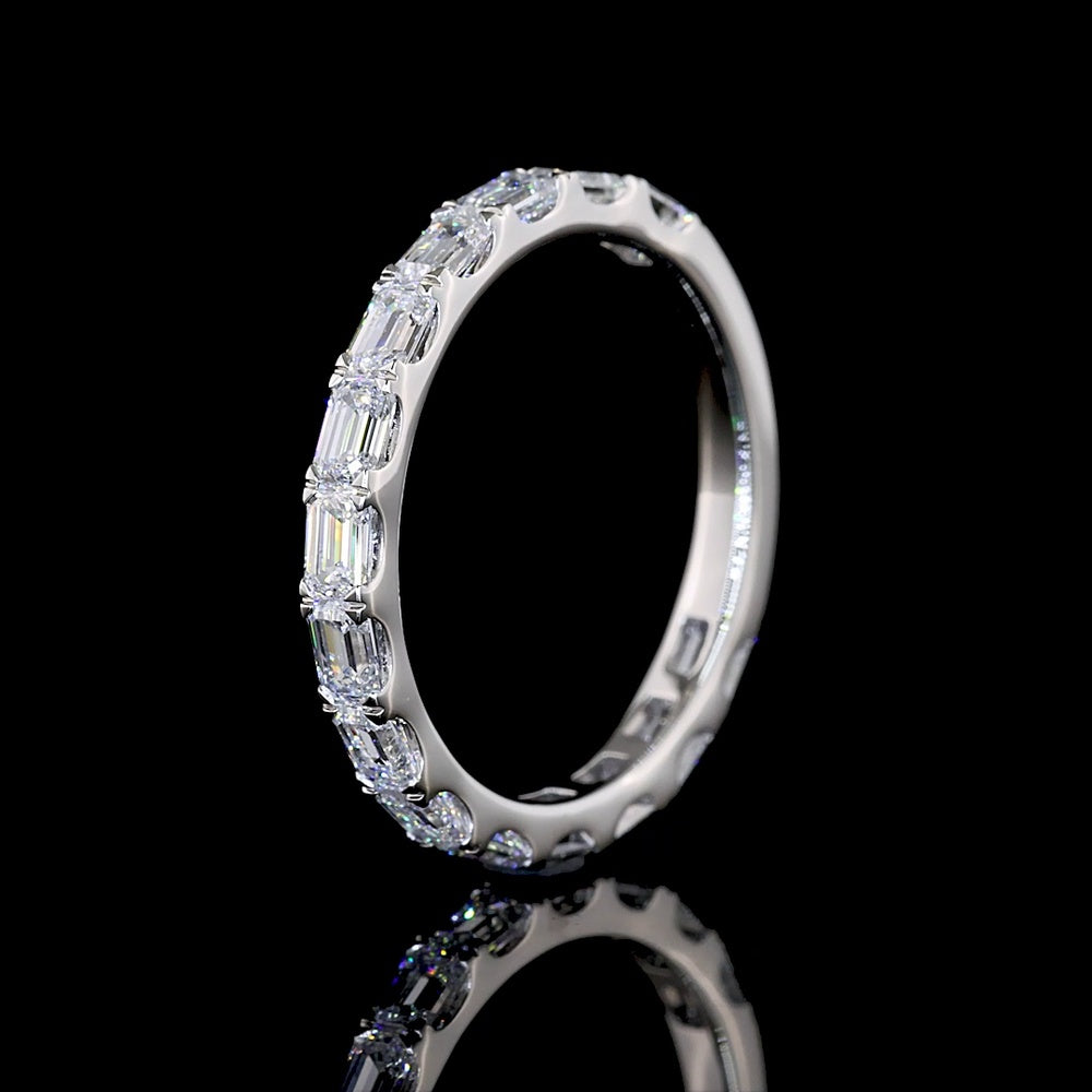 Platinum 3/4 Eternity Band with East West Emerald Cut Lab Grown Diamonds - 1.43 Carats Total Diamond Weight, D Color VS1 Clarity - Covaloro Fine Jewelry