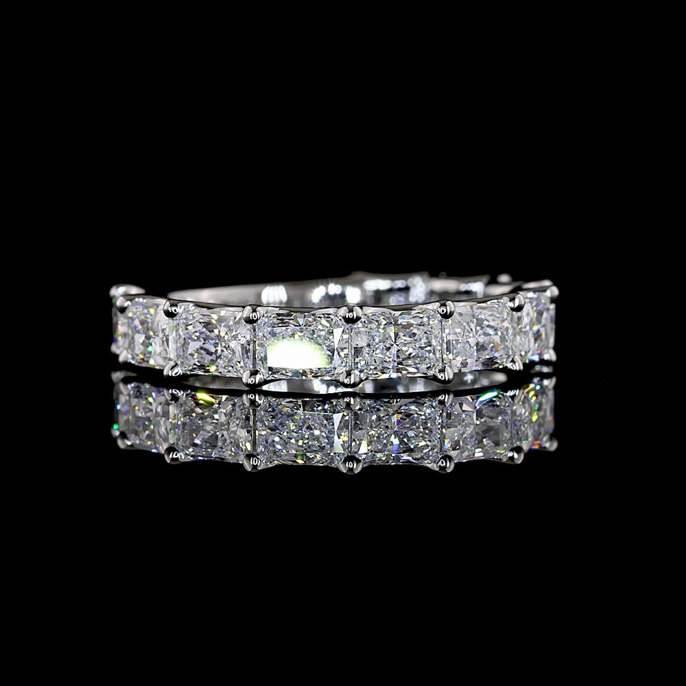 Platinum 3/4 Eternity Band with East-West Radiant Cut Lab Diamonds - 2.43 Carats Total Diamond Weight - Covaloro Fine Jewelry