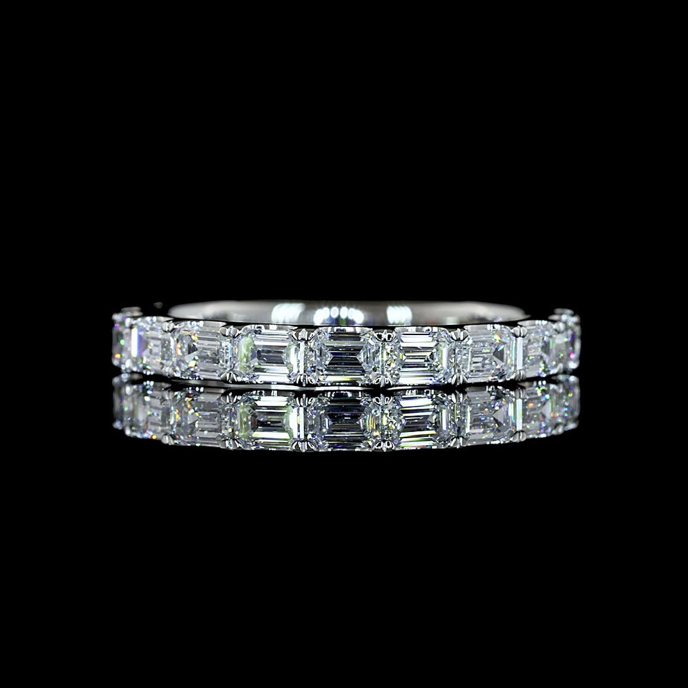 Platinum 3/4 Eternity Band with East-West Set Emerald Cut Lab Diamonds - 1.40 Carats Total Diamond Weight - Covaloro Fine Jewelry