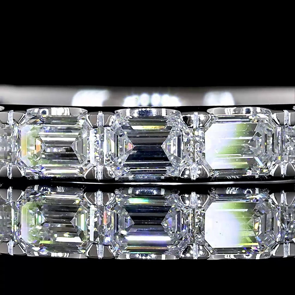 Platinum 3/4 Eternity Band with East-West Set Emerald Cut Lab Diamonds - 1.40 Carats Total Diamond Weight - Covaloro Fine Jewelry