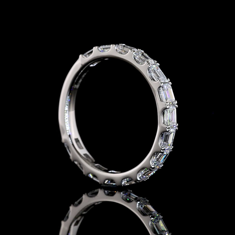 Platinum 3/4 Eternity Band with East-West Set Emerald Cut Lab Diamonds - 1.40 Carats Total Diamond Weight - Covaloro Fine Jewelry