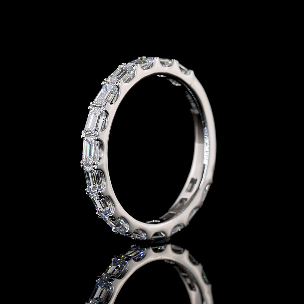 Platinum 3/4 Eternity Band with East-West Set Emerald Cut Lab Diamonds - 1.40 Carats Total Diamond Weight - Covaloro Fine Jewelry