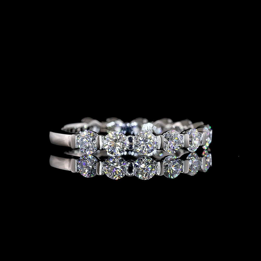 Platinum 3/4 Eternity Band with Half Bezel Set Round Lab Diamonds - 1.07 Carat Total Weight - Covaloro Fine Jewelry