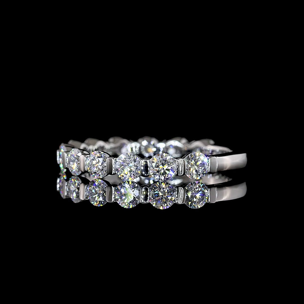Platinum 3/4 Eternity Band with Half Bezel Set Round Lab Diamonds - 1.07 Carat Total Weight - Covaloro Fine Jewelry