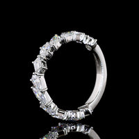Platinum 3/4 Eternity Band with Inclined Mixed Shape Lab Diamonds (Pear, Oval, Marquise, Emerald) - 2.50 Carats Total Diamond Weight - Covaloro Fine Jewelry