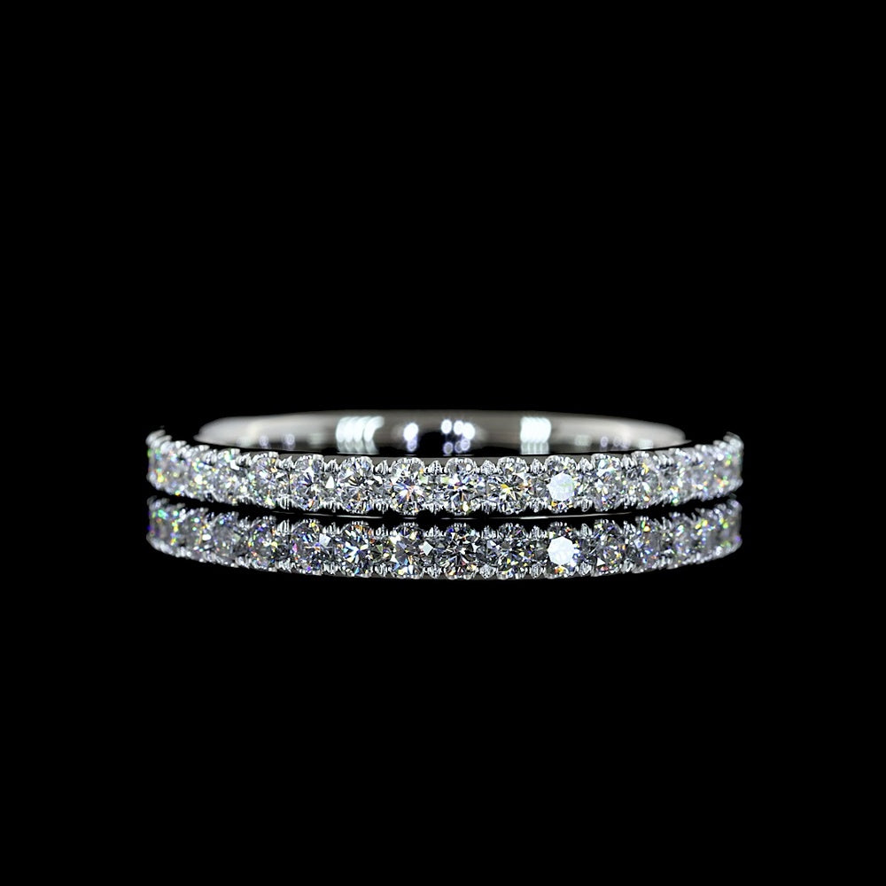 Platinum 3/4 Eternity Band with Micro-Pavé Set Round Lab Diamonds - 0.69 Carat Total Weight, E-F Color VS Clarity - Covaloro Fine Jewelry