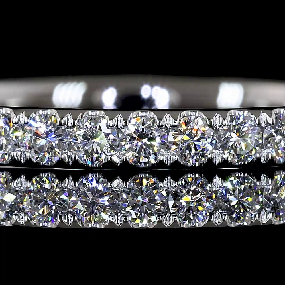 Platinum 3/4 Eternity Band with Micro-Pavé Set Round Lab Diamonds - 0.69 Carat Total Weight, E-F Color VS Clarity - Covaloro Fine Jewelry