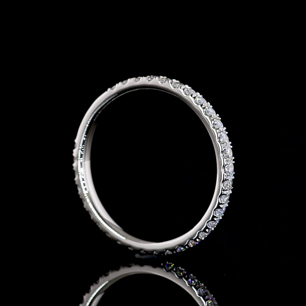 Platinum 3/4 Eternity Band with Micro-Pavé Set Round Lab Diamonds - 0.69 Carat Total Weight, E-F Color VS Clarity - Covaloro Fine Jewelry