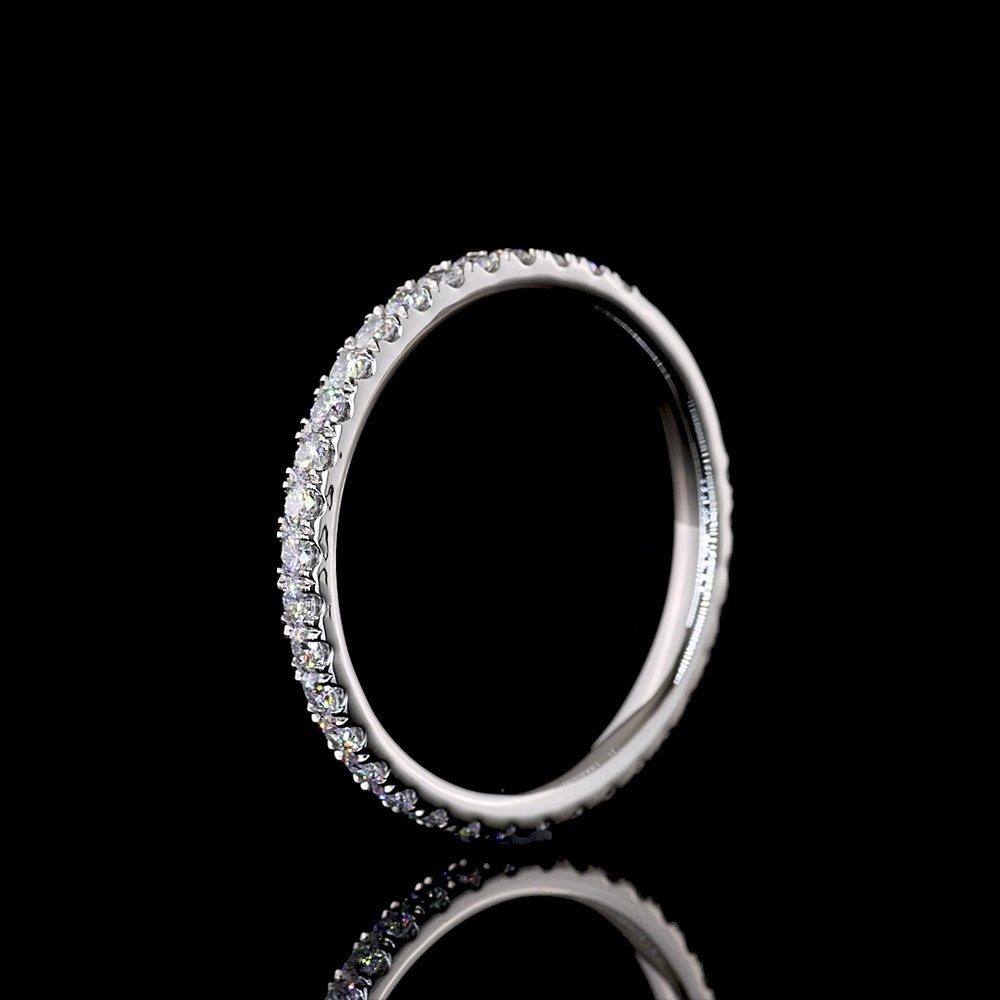 Platinum 3/4 Eternity Band with Micro-Pavé Set Round Lab Diamonds - 0.69 Carat Total Weight, E-F Color VS Clarity - Covaloro Fine Jewelry