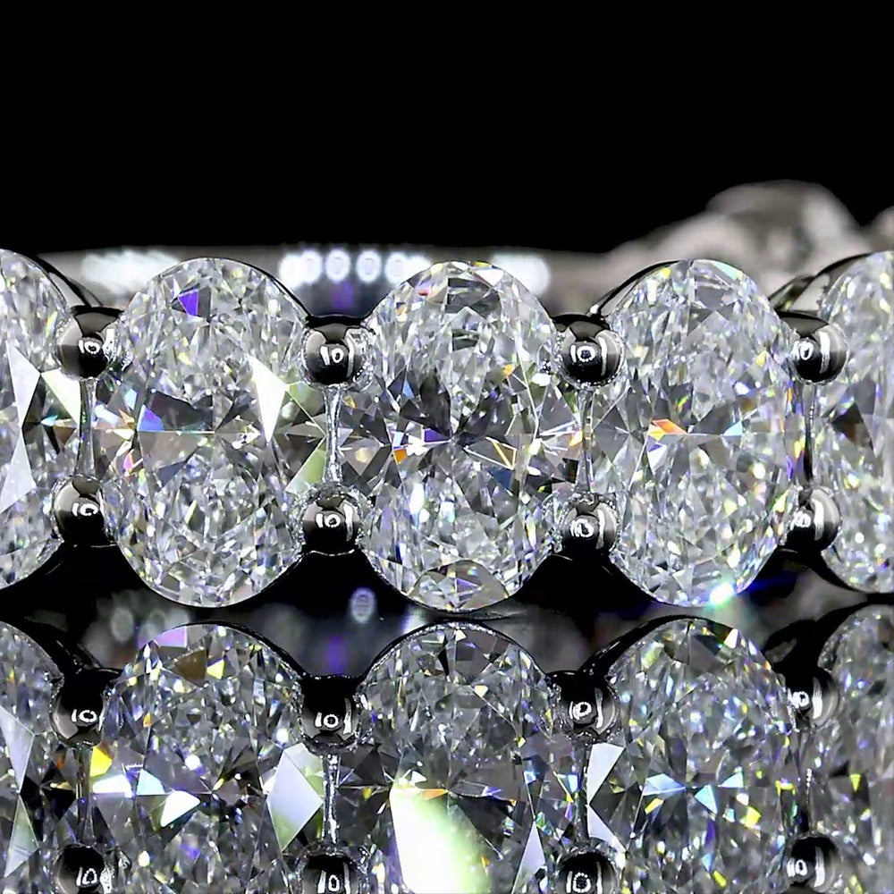 Platinum 3/4 Eternity Band with North-South Oval Cut Lab Diamonds - 3.19 Carat Total Weight E-F VS1 - Covaloro Fine Jewelry