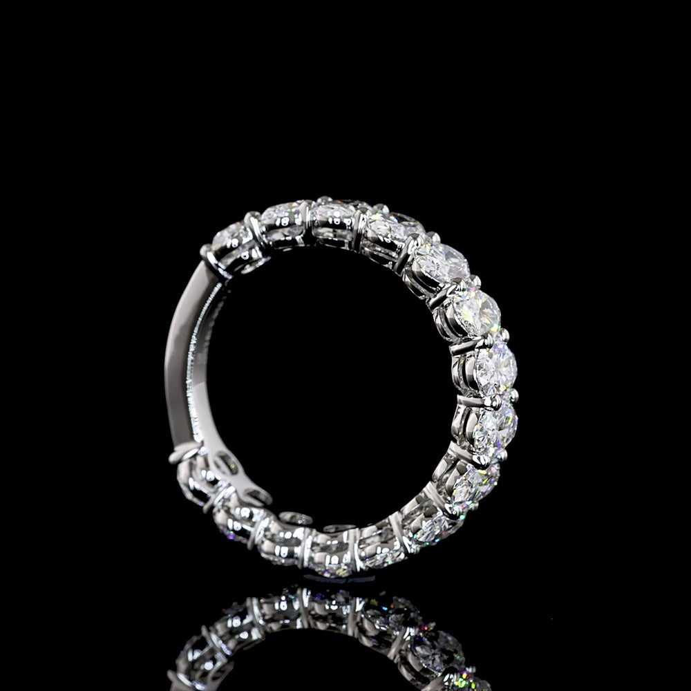 Platinum 3/4 Eternity Band with North-South Oval Cut Lab Diamonds - 3.19 Carat Total Weight E-F VS1 - Covaloro Fine Jewelry
