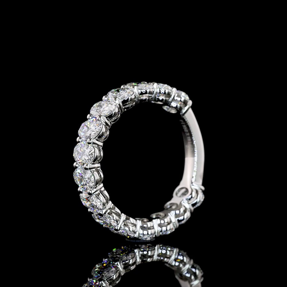 Platinum 3/4 Eternity Band with North-South Oval Cut Lab Diamonds - 3.19 Carat Total Weight E-F VS1 - Covaloro Fine Jewelry
