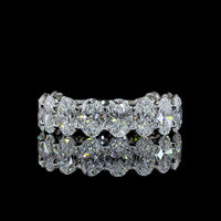 Platinum 3/4 Eternity Band with North-South Oval Cut Lab Diamonds - 6.70 Carat Total Weight, D VS2 Clarity - Covaloro Fine Jewelry