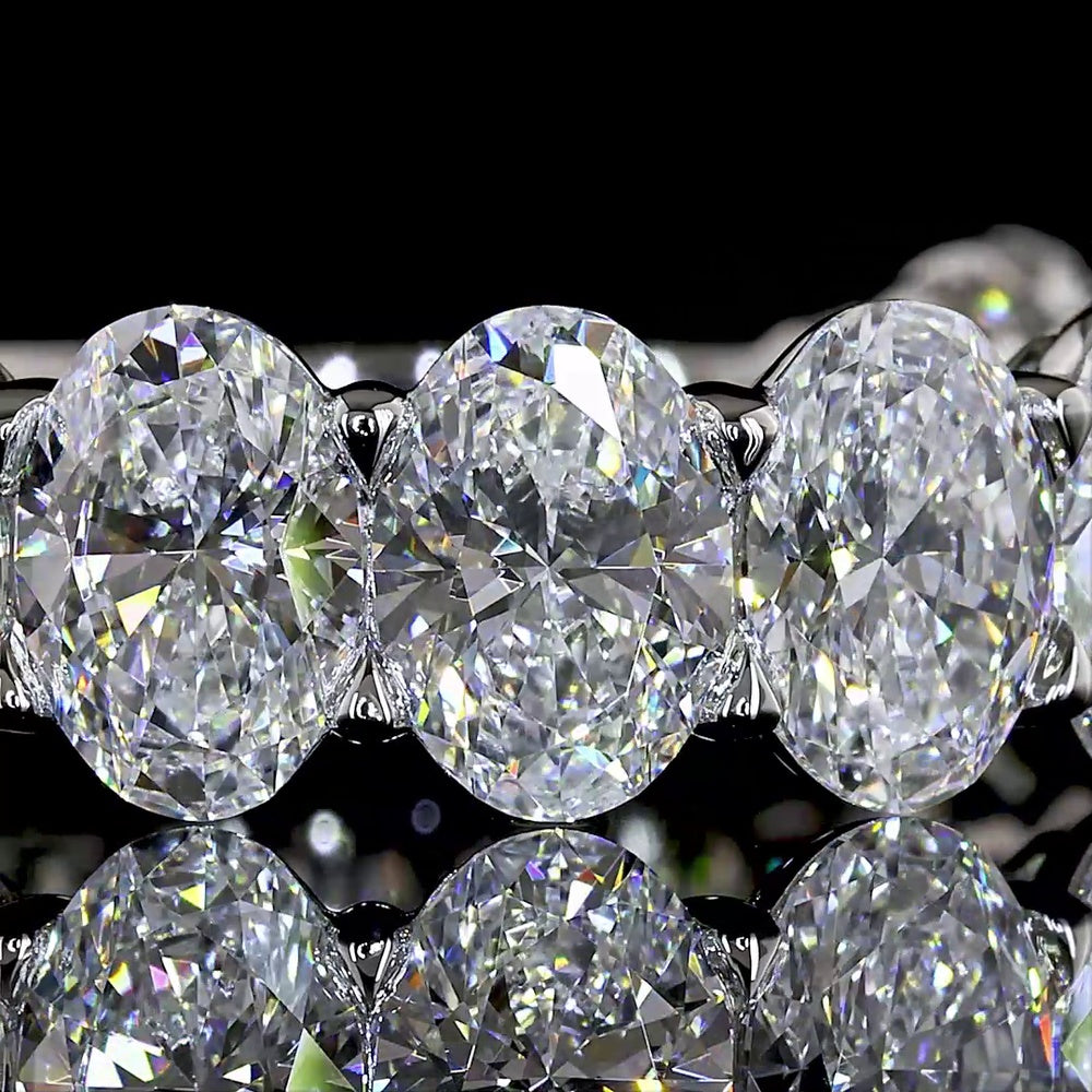 Platinum 3/4 Eternity Band with North-South Oval Cut Lab Diamonds - 6.70 Carat Total Weight, D VS2 Clarity - Covaloro Fine Jewelry