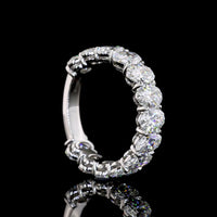 Platinum 3/4 Eternity Band with North-South Oval Cut Lab Diamonds - 6.70 Carat Total Weight, D VS2 Clarity - Covaloro Fine Jewelry