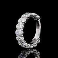 Platinum 3/4 Eternity Band with North-South Oval Cut Lab Diamonds - 6.70 Carat Total Weight, D VS2 Clarity - Covaloro Fine Jewelry