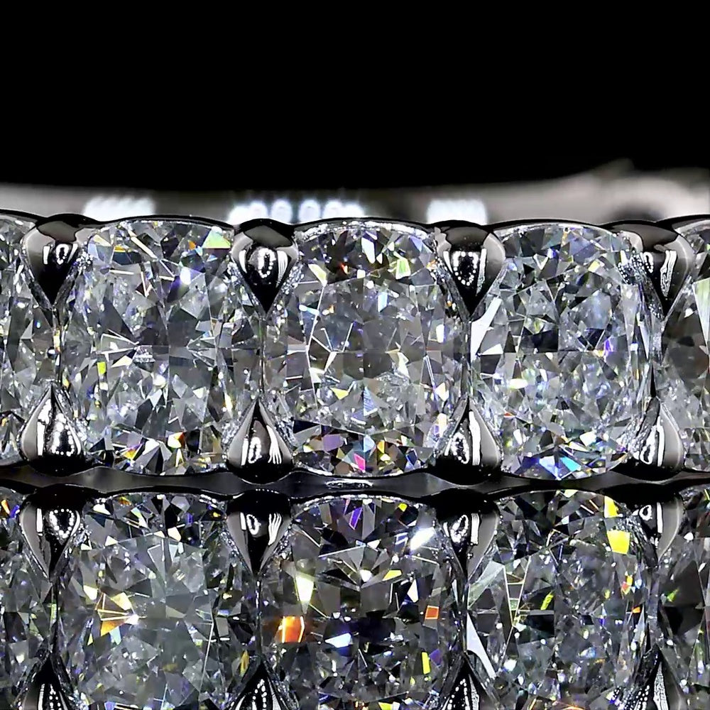 Platinum 3/4 Eternity Band with North-South Prong Set Cushion Brilliant Cut Lab Diamonds - 2.68 Carats Total Diamond Weight (E-F Color, VS1 Clarity) - Covaloro Fine Jewelry