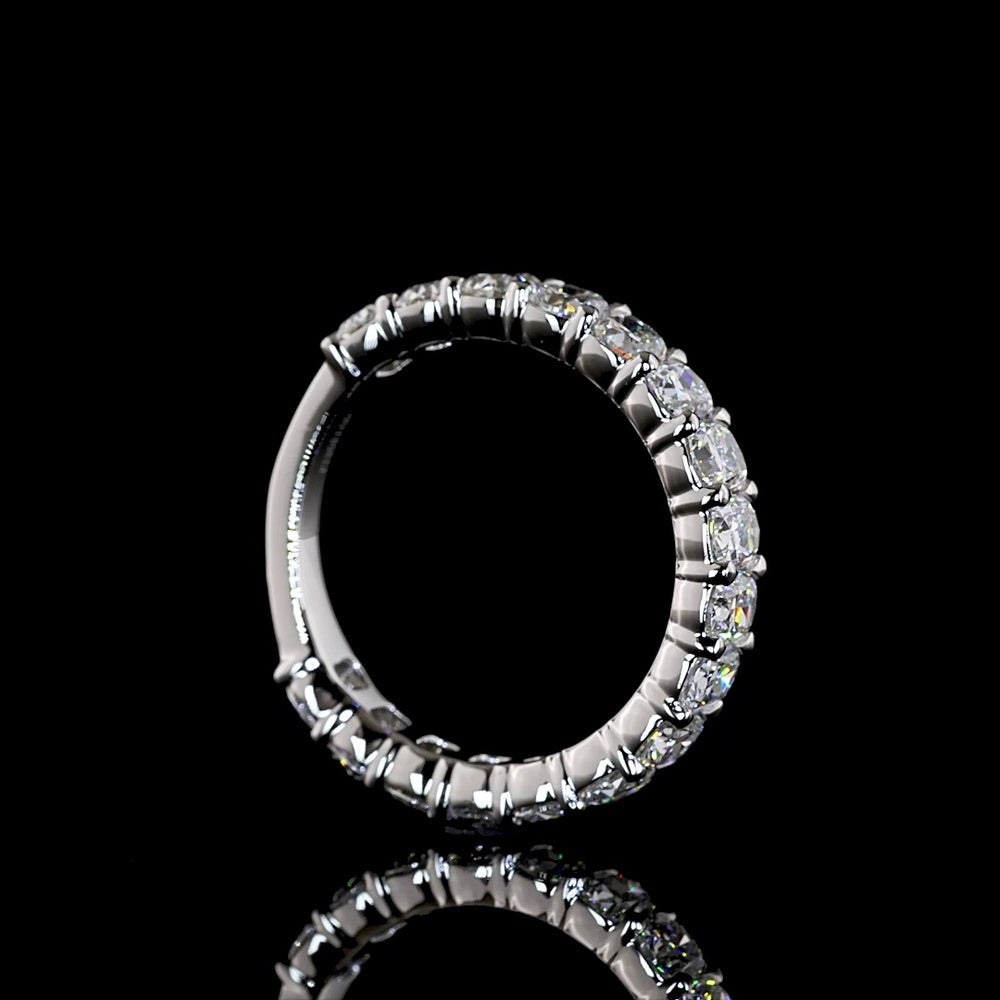 Platinum 3/4 Eternity Band with North-South Prong Set Cushion Brilliant Cut Lab Diamonds - 2.68 Carats Total Diamond Weight (E-F Color, VS1 Clarity) - Covaloro Fine Jewelry