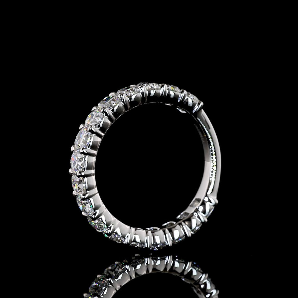 Platinum 3/4 Eternity Band with North-South Prong Set Cushion Brilliant Cut Lab Diamonds - 2.68 Carats Total Diamond Weight (E-F Color, VS1 Clarity) - Covaloro Fine Jewelry