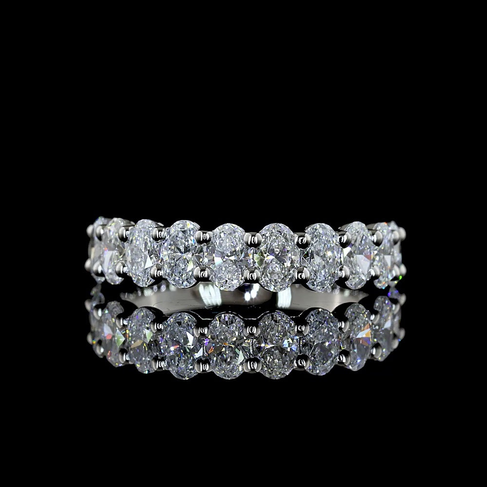 Platinum 3/4 Eternity Band with North-South Prong Set Oval Cut Lab Diamonds - 1.15 Carat Total Weight, E-F Color VS Clarity - Covaloro Fine Jewelry