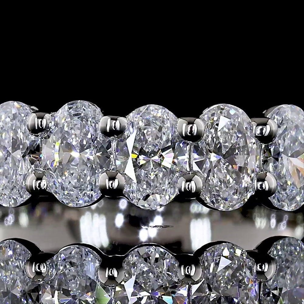 Platinum 3/4 Eternity Band with North-South Prong Set Oval Cut Lab Diamonds - 1.15 Carat Total Weight, E-F Color VS Clarity - Covaloro Fine Jewelry