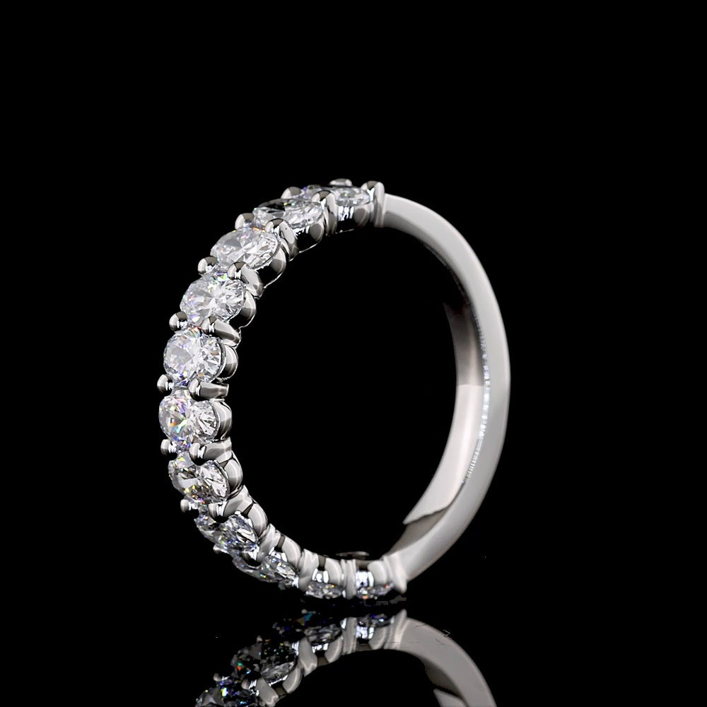 Platinum 3/4 Eternity Band with North-South Prong Set Oval Cut Lab Diamonds - 1.15 Carat Total Weight, E-F Color VS Clarity - Covaloro Fine Jewelry