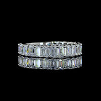 Platinum 3/4 Eternity Band with North-South U-Prong Set Emerald Cut Lab Diamonds - 1.90 Carats Total Diamond Weight - Covaloro Fine Jewelry